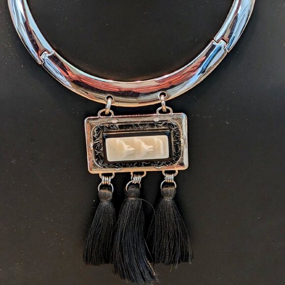 Chico's Jewelry - Statement Necklace with Mother of Pearl & Tassels